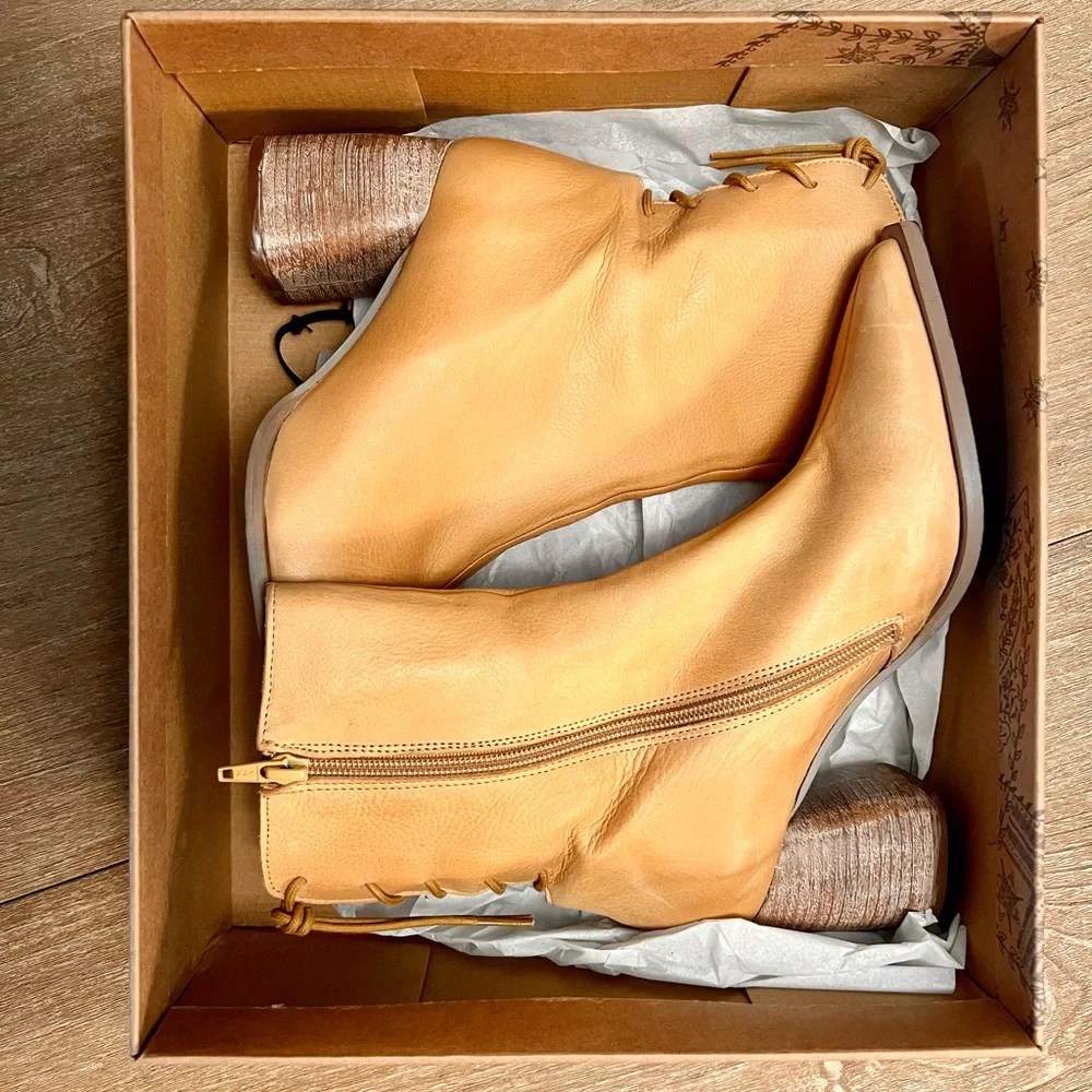 FREE PEOPLE Livia Leather Lace-Up Back Boots - Picture 2 of 6